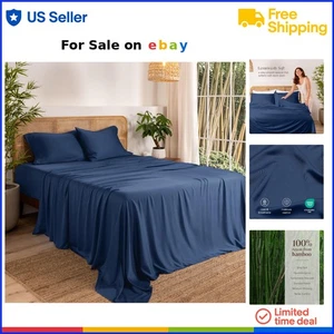 King Sheet Set 100% Rayon Bamboo Deep Pockets Cooling Breathable Luxury Bedding - Picture 1 of 11