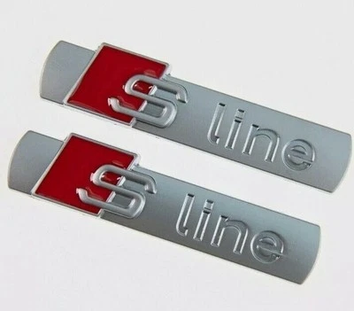 NEW! 2 x Audi S Line Badge Metal- Wing S Line Badges 7cm x 1.4cm MATT SILVER UK - Image 1 of 2