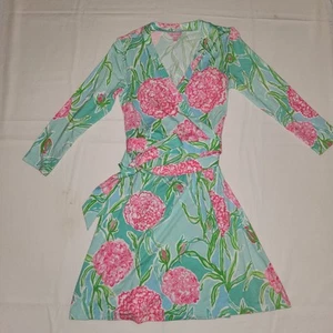 Lilly Pulitzer Meridian Wickelkleid Poolside Blue Going Stag Gr. Medium Viskose - Bild 1 von 21