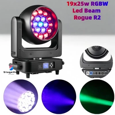 19x25W RGBW Zoom Wash LED Beam Moving Rogue R2 Light Ring Effect DJ Lighting - Image 1 of 4