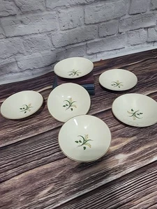 Set of 6 Edwin Knowles Forsythia 5 1/4" Inch Berry / Dessert Bowls MCM Style - Picture 1 of 3