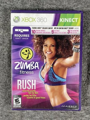 Zumba Fitness Rush Xbox 360 Kinect Game Disc Case NTSC Dance Workout Majesco - Image 1 of 4