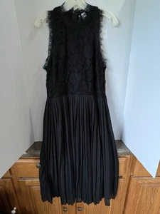Divided H&M Woman’s Black Dress Halter Lace Bodice W/ Pleats Size 14 - Picture 1 of 9