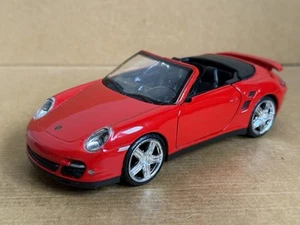 MotorMax Porsche 911 Turbo Cabriolet, 1:24 Scale, Die Cast, Rare, Red. GC. - Picture 1 of 9