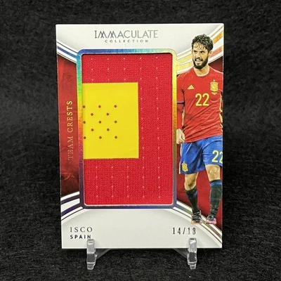 2017 Panini Immaculate Soccer Team Crests Isco Spain Actual Jersey Memorabilia 9 - Image 1 of 2