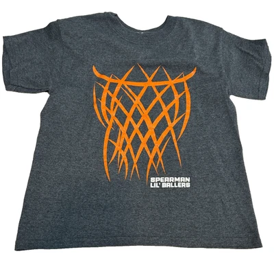 GILDAN DRYBLEND * Camiseta Spearman Lil' Ballers * Gris Oscuro con Red Naranja * Talla YM Foto 1 de 4