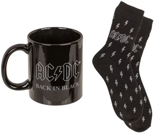 AC/DC Fan Geschenkset Back in Black Kaffeebecher 315 ml Socken 41-45 Geschenkbox - Bild 1 von 6