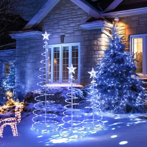 Aplus 3Pack LED Christmas Spiral Light 3/4/6FT Festival Decoration Yard White - Bild 1 von 12