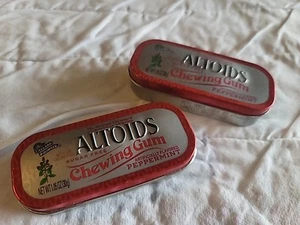 LOT of 2 Altoids Peppermint Chewing Gum Full 1 Empty Tins metal litho - Picture 1 of 3