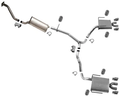 Sistema de escape doble tubo silenciadores abrazaderas colgadores para GMC Acadia 3,6 L 2007-2008 Foto 1 de 4