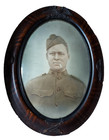 WWI Named Soldier Convex Glass Photo With Dog Tags Military Frame