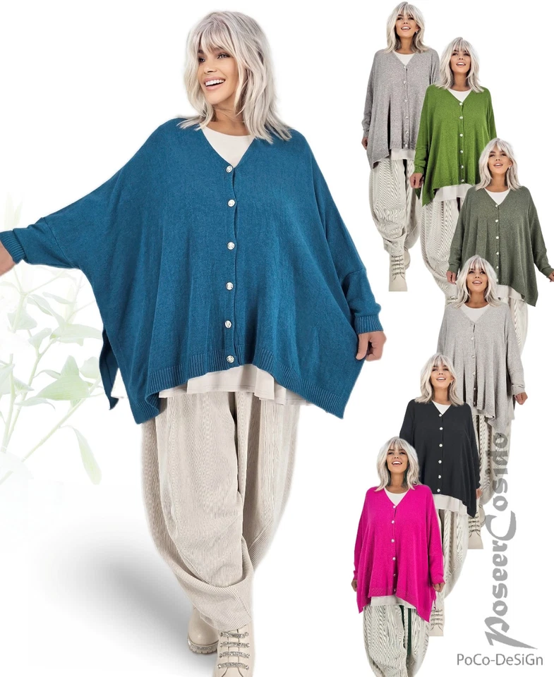 LAGENLOOK Oversize Pullover Pulli Strick-Jacke 44 46 48 50 52 54 56 XL XXL XXXL - Bild 1 von 1