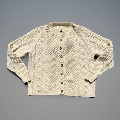 Cárdigan Unisex Hecho a Mano Pescadores Irlandeses Marfil Tejido con Cable Pescador Suéter L Foto 1 de 4