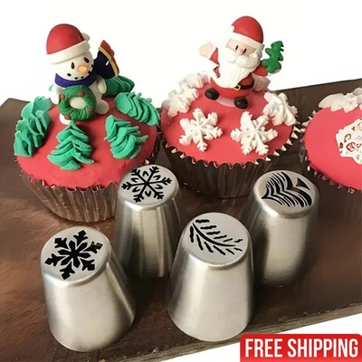 Boquillas para tuberías de galletas de pastel de Navidad copo de nieve patrón de árbol de Navidad herramienta para tuberías - Imagen 1 de 4