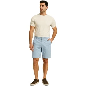 Nautica Men’s 42W Blue Chino Shorts Flat Front Stretch Cotton Deck Casual Resort - Picture 1 of 9