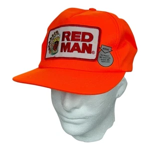 Vintage RED MAN Tobacco Orange Adjustable Baseball Cap Hat Made In USA - Picture 1 of 11