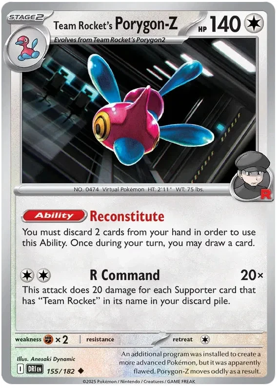 Team Rocket's Porygon-Z Pokemon Destined Rivals Card 155/182 - Image 1 of 1
