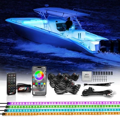 OPT7 Aura PRO Bluetooth 4pc LED Lighting Kit for Boat | 48" Multi-Color Strips - Image 1 of 4
