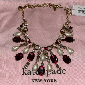 Kate Spade New York Pearl Mix Statement Halskette & Kate Spade Staubbeutel Brandneu - Bild 1 von 6