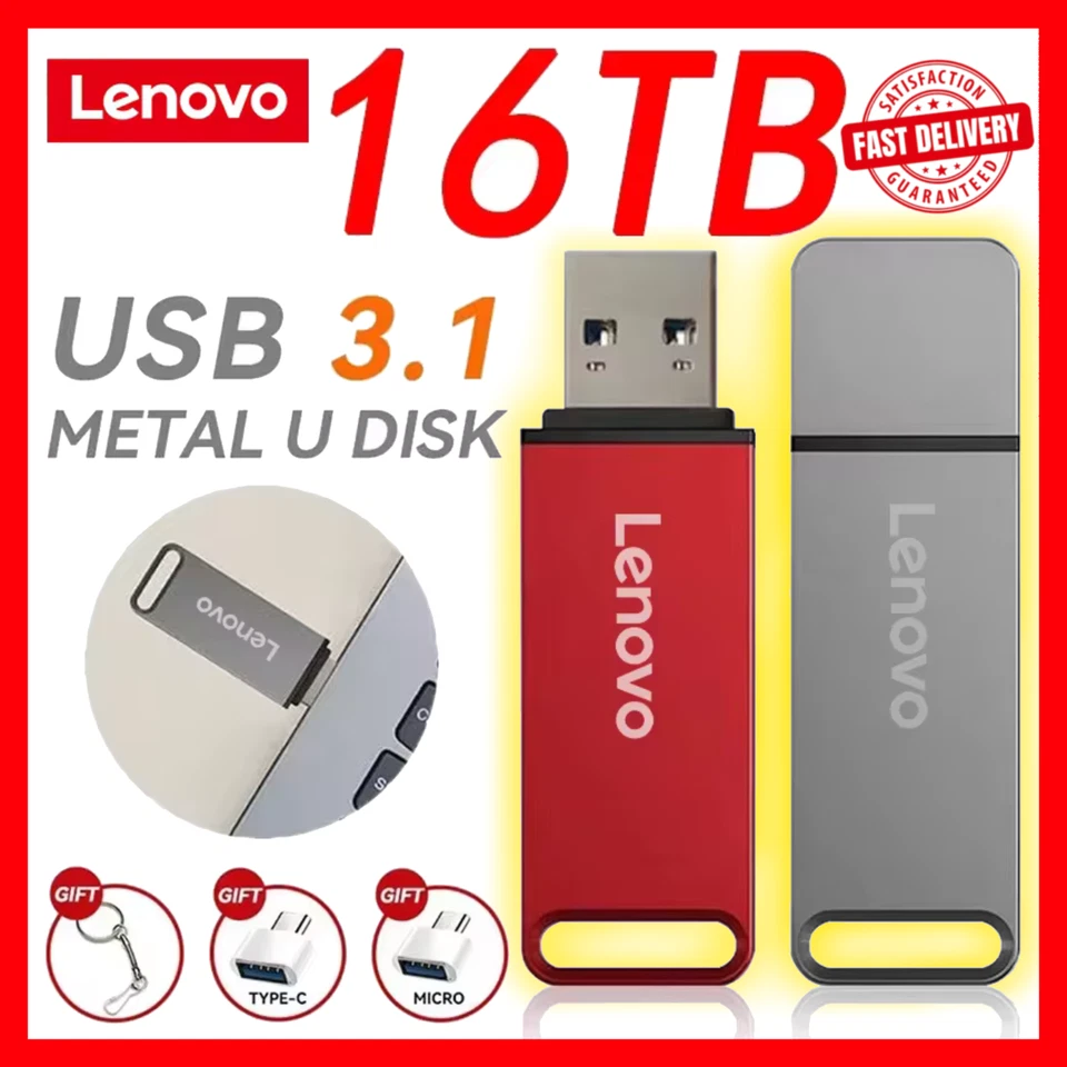USB 3.0 Flash Drive 16TB 8TB 4TB 2TB High Speed Metal Pen Drive Waterproof - Image 1 of 4