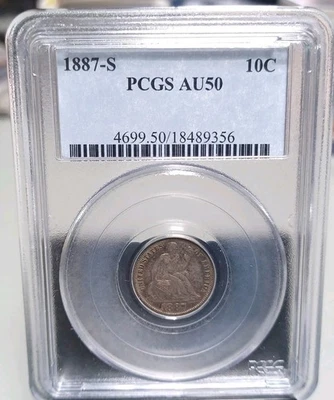 1887-S Dime PCGS AU50 - Image 1 of 4