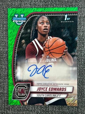 Joyce Edwards 2024-25 Bowman University Chrome Green Shimmer Refractor Auto #36 - Image 1 of 2