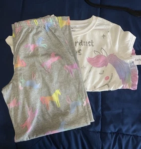 NWT Carters girls size 10 pretty colorful 2 piece unicorn pajamas Kids PJ’s NEW - Picture 1 of 10