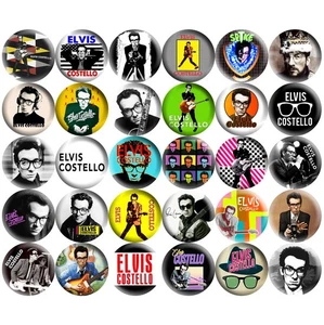 Elvis Costello 1" Pinback Buttons 70s 80s New Wave Rock Retro Music Band 30 Pins - Picture 1 of 4