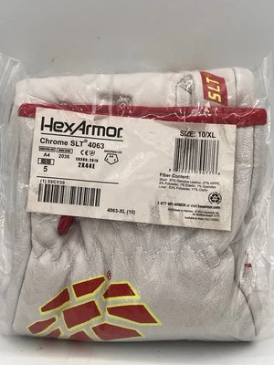 Guantes de trabajo de cuero térmico resistentes a cortes y pinchazos HexArmor cromados SLT XL Foto 1 de 4