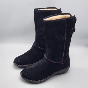 UGG Australia Women's Size 6 Haywell Black Suede Leather Sherpa Boots 1001669 - Picture 1 of 8