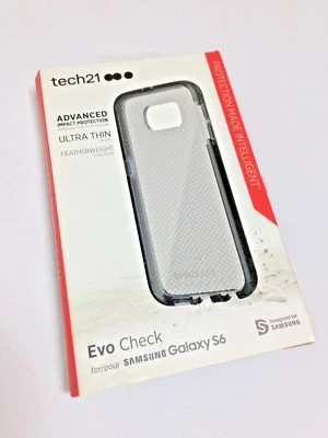 Funda/Funda Tech21 Evo Check para Samsung Galaxy S6 en Colores Transparente/Negro Foto 1 de 4