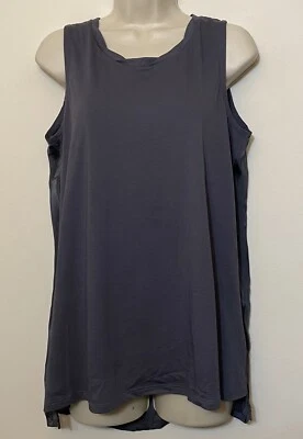 NWT Charming Charlie Medium Tank Top Dark Gray Mesh Back Sleeveless Tunic - Image 1 of 4
