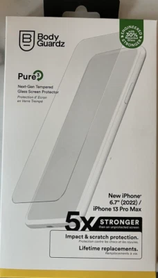 Body Guardz Pure 3 Tempered Glass Screen Protector iPhone 14 Plus/13 Pro Max - Image 1 of 2