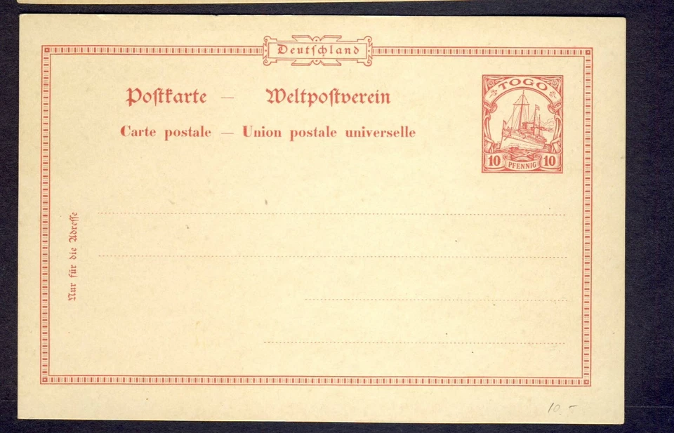 German Colonies Togo Postal Stationary Mint - Image 1 of 1