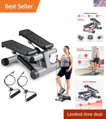 Effortless Home Fitness: Sunny Mini Stepper with LCD Monitor & Resistance Bands - Image 1 of 4