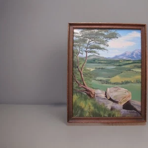 PINTURA AL ÓLEO AMERICANA AL AIRE LIBRE FIRMADA PAISAJE DULCE MARCO ANTIGUO ÁRBOL - Imagen 1 de 8
