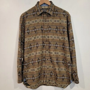 Pendleton Long Sleeve Button Up Shirt Mens Size Small Aztec All Over Print Olive - Picture 1 of 8