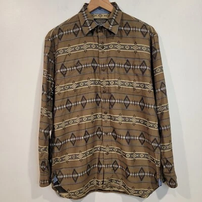 Pendleton Long Sleeve Button Up Shirt Mens Size Small Aztec All Over Print Olive - Image 1 of 4