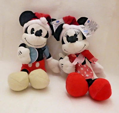 迪士尼米奇和米妮老鼠圣诞老人帽子圣诞假日毛绒 10 全新带标签 — 第 1/4 张图片