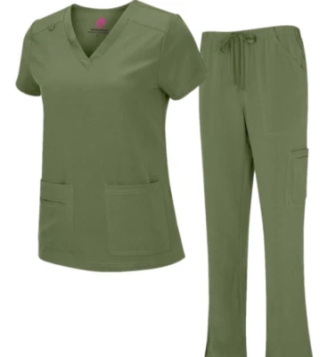 Medical Nursing Women's Cool Stretch V-Neck Scrub Top and Cargo Pant Petite8400 - Image 1 of 4