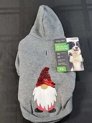 XS Sudadera con Capucha Gris Perro Única Lentejuelas Petz Perros Extra Pequeños Nueva Con Etiquetas  Foto 1 de 4