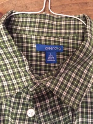 Camisa verde para perro para hombre grande con botones de algodón a cuadros L usada en excelente estado Foto 1 de 4