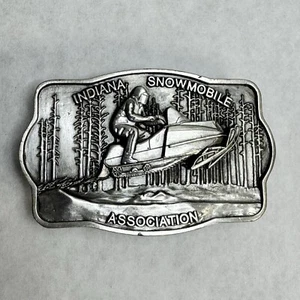 Vintage Siskiyou Pewter Snowmobile Belt Buckle “Indiana Snowmobile Association” - Picture 1 of 10