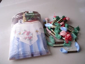 Bucilla Pre-Stamped Floral Spray Table Topper Embroidery Kit with Thread - Picture 1 of 2