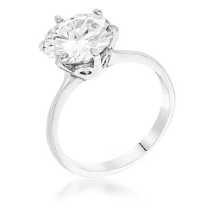 3.5 Carat Single Stone Round Cut 10mm CZ Classic Solitaire Ring - Picture 1 of 2