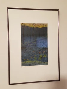 J. Heath Artist "Pond With Trees" No. 1 Monoprint Framed Art Picture (NEW) - Picture 1 of 11
