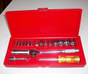 Vintage~ NOS~ Blackhawk~ 1/4" - 3/8" Drive Socket Set~ In Original Case~ USA - Picture 1 of 13