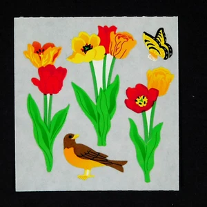Sandylion Mini Tulips Stickers Kromekote Birds Butterfly Red Orange Yellow - Picture 1 of 8