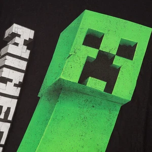 Minecraft Shirt ADULT 2XL XXL BLACK Big Creeper Face CASUAL MENS GAMER NWT - Picture 1 of 13