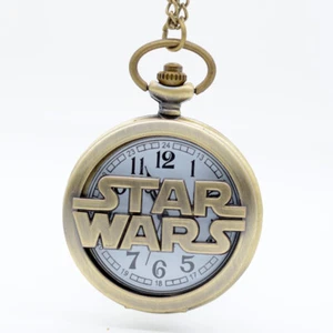 Hohle Star Wars Quarz Taschenuhr Halskette Kette Herren Damen mit Geschenktüte - Bild 1 von 2